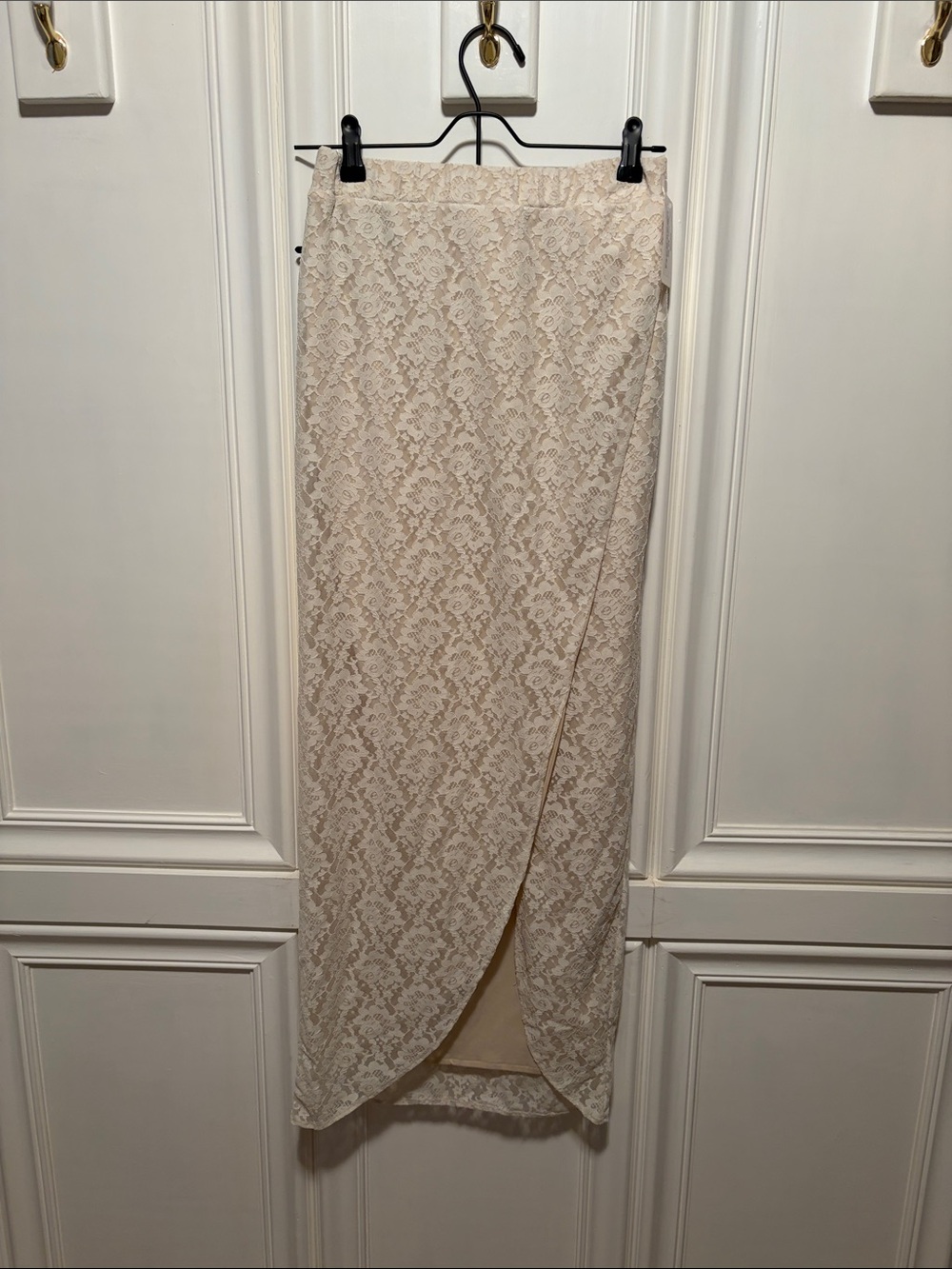 Joyfolie Lace Wrap Maxi Skirt - Cream